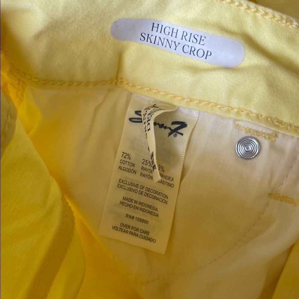 3/$25 SEVEN7 High Rise Skinny Crop Yellow Jean.Size 6 - Picture 7 of 8